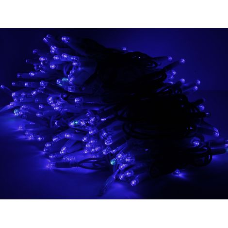 Stringa catena da 10 metri serie 120 luci di Natale a MaxiLED Blu con Flash Bianco Ghiaccio ad intermittenza IP44 professionale alimentatore incluso per uso esterno ed interno Blu 10 metri - 120 MaxiL