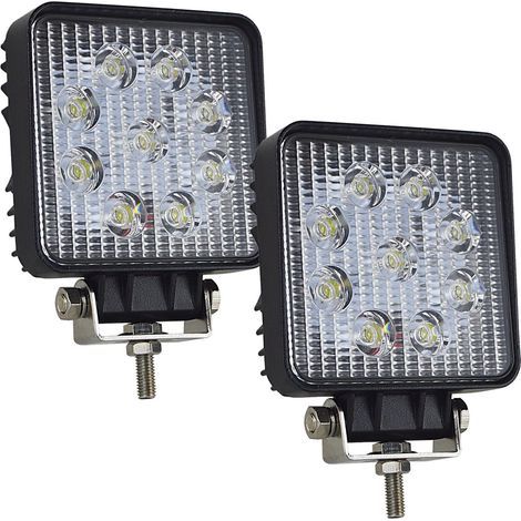 2pcs 3 pouces 27W barre de lumière LED de lumière de travail carrée, lumière de travail à faisceau large pour SUV de camion tout-terrain et antibrouillard 4x4 (1/5)