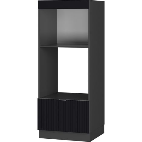 Armoire micro-ondes Fame-Line, Noir rayé, 60 cm ouvert, Vicco