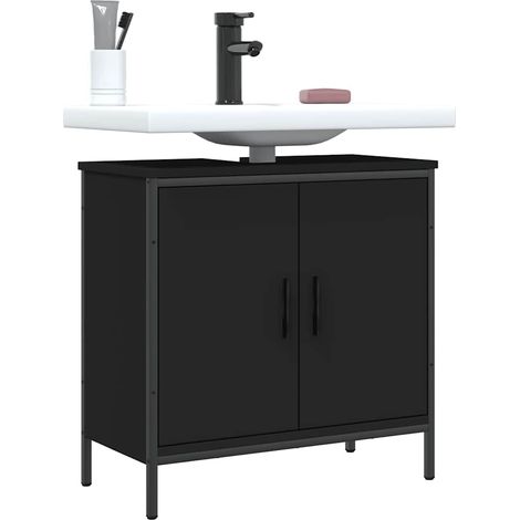 vidaXL Mobile Lavabo Bagno Nero 60x30x60 cm in Legno Multistrato