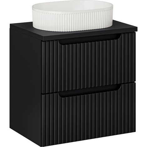 Waschtisch 60cm, in schwarz, gerillte Front, NEWPORT-56-BLACK (1/5)
