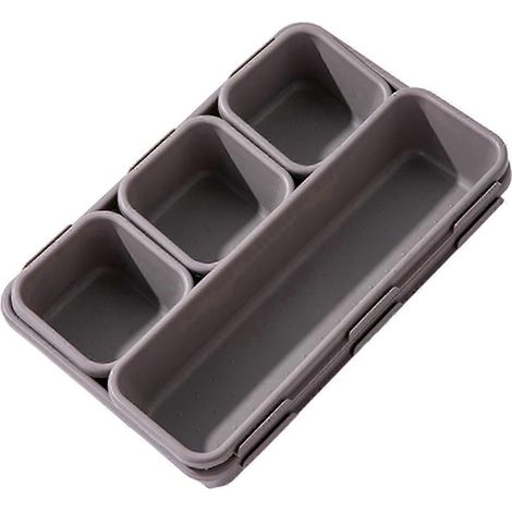 Lot de 8 plateaux de rangement pour tiroirs, boîte de rangement pour fournitures de bureau, bacs de rangement multifonctionnels avec séparateurs pour le bureau et le travail.-light gray (1/5)