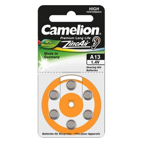 Camelion A13/DA13/ZL13 Piles à air zinc 6 pièces