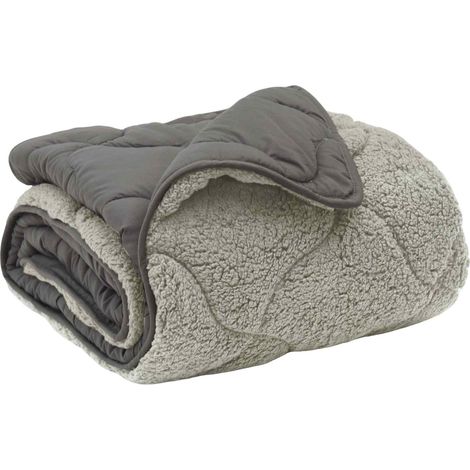 Winterbettdecke Gepolstert Hellgrau 140 x 220 cm vidaXL