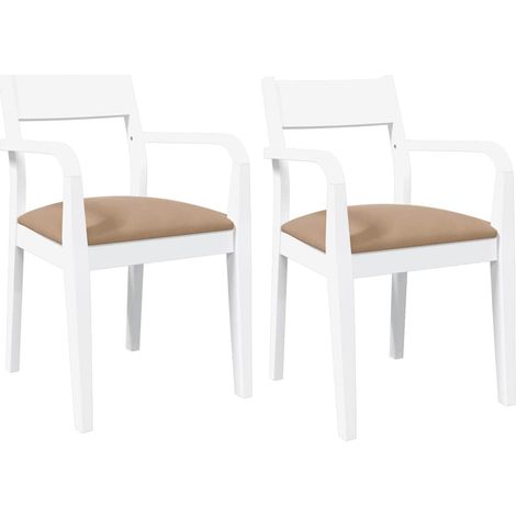 Maison Exclusive - Sedie da Pranzo con Cuscini 2 pz Bianco Legno Massello di Hevea (1/5)
