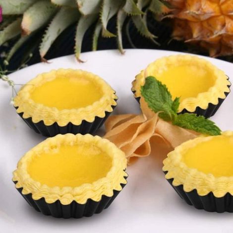 Plat à Tarte, Lot de 10 Moule à Tarte, Revêtement Antiadhésif, Moule à Quiche pour Tartes, Gâteaux, Pudding, Flan (Noir, Ø 9,5cm) (1/3)