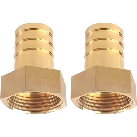 Set aus 2 Messing-IG-Rohrverschraubungen, 1" x 25 mm, IG-Rohrverschraubung, Adapter mit 2 Schlauchschellen (1/5)