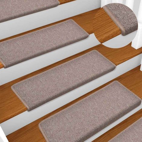 vidaXL Alfombrillas para escaleras 15 unidades 65x21x4 cm Marrón claro Borde rectangular (1/5)
