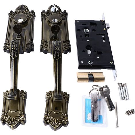 Poignée de porte de Style européen rétro, serrure de chambre à coucher et de salon, intérieur en forme d'arc, antivol pour la Protection de la maison