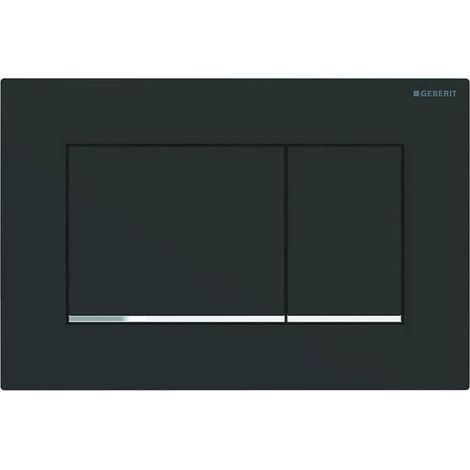 Compatible Geberit Sigma30 115.883.14.1 Plaque Déclenchement - Rinçage Double Quantité Actionnement Frontal Noir avec Rayures Chromées (1/4)