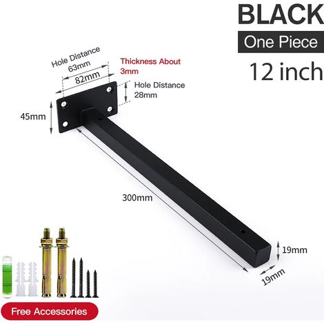 (Noir 30 cm) 2 supports d'étagère murale en acier inoxydable, robustes, pour banc, table ou étagère. Quincaillerie pour meubles (1/5)