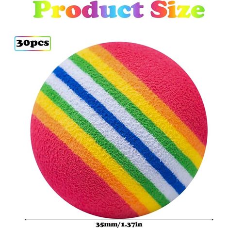 Cat Foam Ball, 3.5 cm Small Ball for Cats Rainbow Cat Toy Ball in Foam, Small Rainbow Toy EVA Balls for Indoor Outdoor Animal Chase Training (1/4)