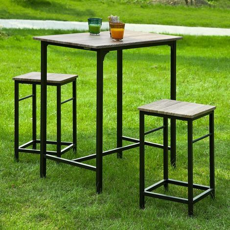 SoBuy OGT10-N Bartisch Set 3-teilig Bistrotisch mit 2 Stühlen Esstisch Sitzgruppe