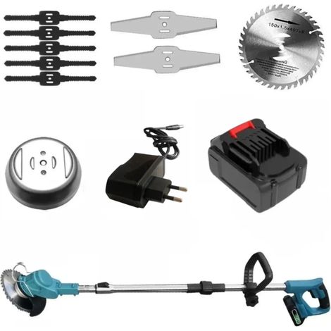 Tondeuse à gazon électrique, coupe-bordures sans fil, outil de jardinage portable, outil électrique ménager, norme européenne. Un appareil électrique et un chargeur. (1/5)