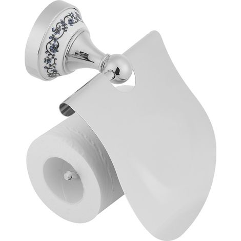 Wandmontierter Toilettenpapierhalter aus Chrom, Toilettenpapierrollenhalter aus poliertem Metall, Badezimmeraufbewahrung aus Silber (1/5)