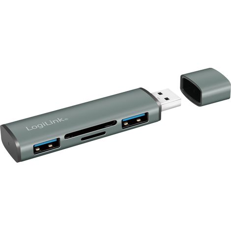 USB 3.2 Gen2 2-Port-Hub mit Kartenlesern, Logilink, UA0394 (1/5)