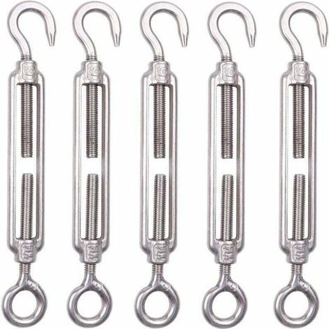 ZVD-Lot de 5 M6 Tendeur Cable Inox 6mm Tendeur Cloture Crochet Tendeur 304 en Acier Inoxydable Réglable Tendeur Grillage pour Corde Cable Fil à Linge Jardin Grillage,Superma (1/4)