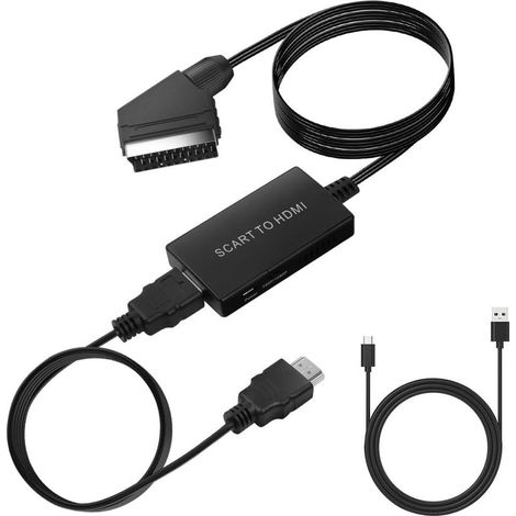 AXFEE Adaptateur, Convertisseur Péritel vers HDMI avec câble HDMI, Scart vers Hdmi, pour Full HD TV 720P/1080P,Audio Vidéo pour Lecteur Sky Blu-Ray STB Xbox PS3… (1/5)