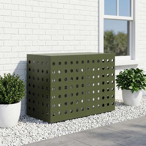 vidaXL Funda para Aire Acondicionado Verde oliva 90 x 40 x 60 cm Acero (1/5)