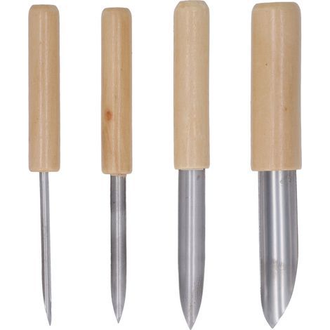 4 Pièces Emporte-Pièces à Argile en Acier Inoxydable, Manche en Bois pour Façonnage et Découpe de Trous Semi-Ronds en Poterie (1/5)
