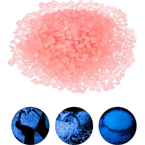 Gravier Lumineux - 250g - Résine Non Toxique - Brille Dans Le Noir - Décoration Jardin Allée Aquarium - Rose (1/4)