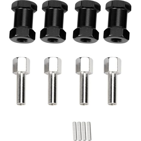 4PCS Adaptateur Alliage d'Aluminium 20mm pour Hex Drive 12mm, Pièces RC 1/10 Voiture Drift Buggy Camion Crawler Truggy Noir (1/5)