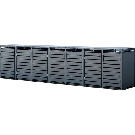 Westmann Metall Mülltonnenbox Kubus 7er 7x240 L Anthrazit 464x80x116 cm (1/5)