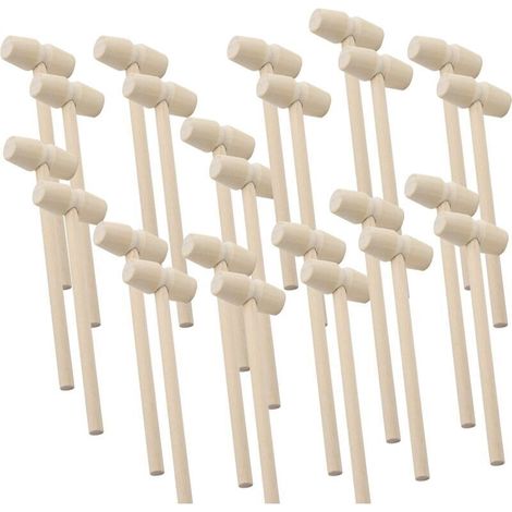 24 Mini-Holzhämmer, Krabben- und Hummerhämmer, Kinderspielzeug zum Knacken von Meeresfrüchteschalen, ideal für Schokoladenbastelarbeiten