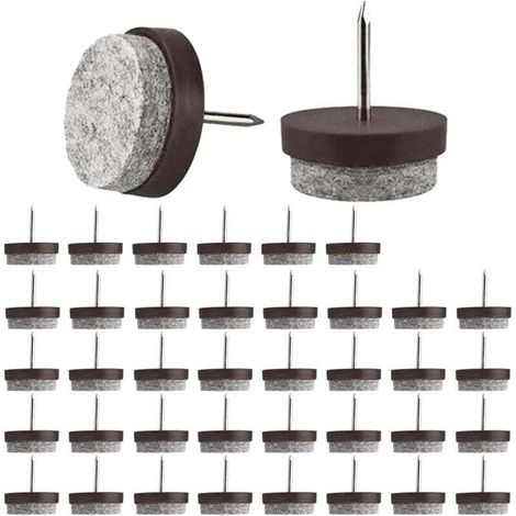 40 Pièces Patin Chaise a Clouer 22 Mm Patins Glisseurs Rond avec Clous Patin Meuble a Clouer Patin en Feutre a Clouer Clous Patins de Meuble Pieds Cloués pour Meubles Tampon Protecteur Meuble (1/5)