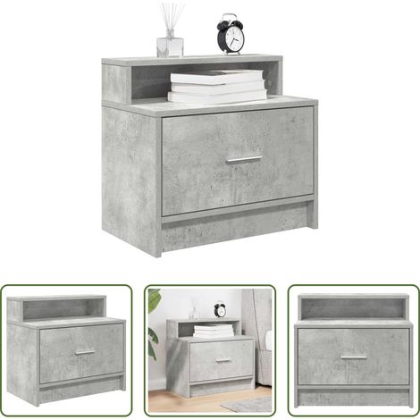Schubladen - Nachttisch mit Schublade Betongrau 51x31x47 cm (1/5)