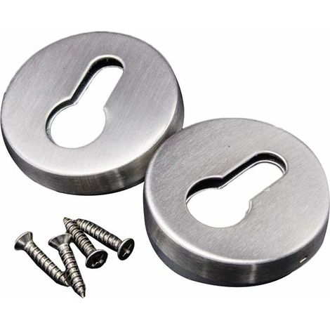 Cache-Trous en Acier Inoxydable avec écussons de Serrure à Texture brossée détachables avec vis (Argent) (1/5)