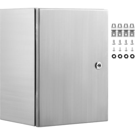 Mophorn Scatola elettrica in acciaio inox, dimensioni 16"x 12"x 6", realizzata in acciaio inossidabile 304, custodia impermeabile IP66 per apparecchiature elettriche da esterno montata a parete (1/5)
