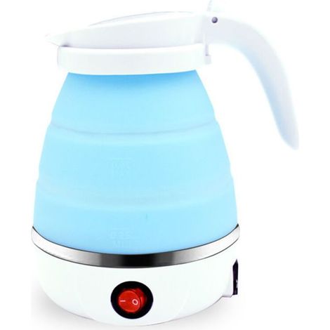 Bouilloire pliable en silicone 0.6L – Réchaud de camping léger – Résistante aux températures élevées - 6L-bleu (1/4)