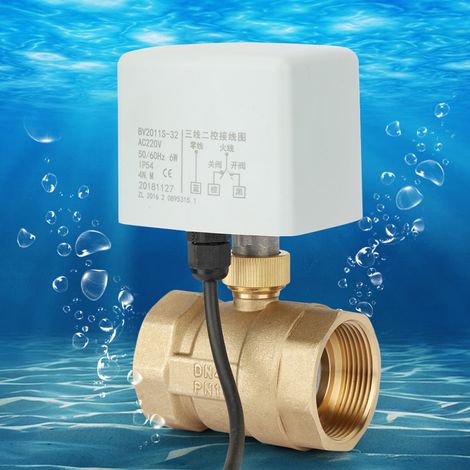 Vanne à bille motorisée électrique en laiton DN40 1-1/2" 2 voies 3 fils AC220V (1/5)