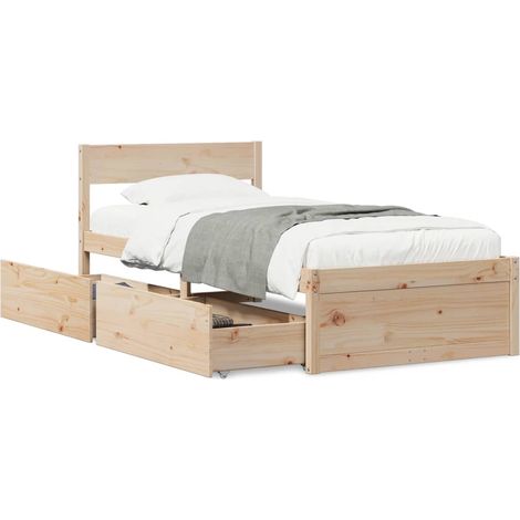 Lit simple，Lit adulte，Cadre de lit sans matelas 75x190 cm bois de pin massif CFW8640344 (1/5)