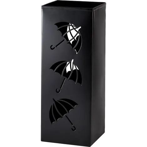 Porte-parapluies carré en métal, pour entrée, 16 x 16 x 42 cm, noir (1/3)