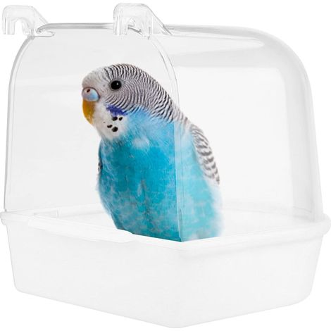 Bain d'oiseaux suspendu avec crochets, pour cage à oiseaux, pour petits oiseaux, blanc canari (1/5)