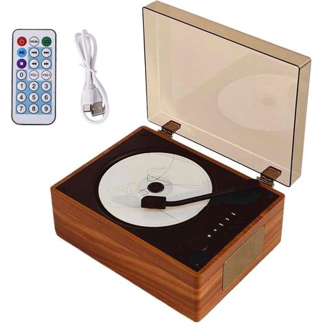 Lecteur CD portable rechargeable avec télécommande - Compatible Bluetooth 5.0 - Support CD BT USB 3,5 mm AUX - Lecteur CD de bureau pour téléphone (1/5)