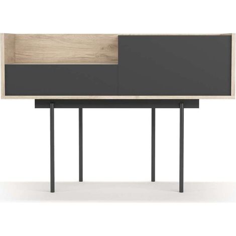 Recibidor modelo 673 acabado roble/grafito, 84cm(alto) 122cm(ancho) 42cm(prof.) (1/4)