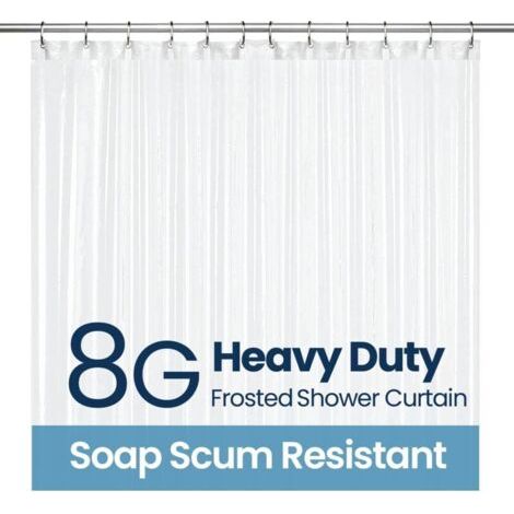 Rideau Douche, Rideaux de Douche PEVA 8G pour Baignoire et Salle de Bains Anti-moisissure avec 12 Crochets de Rideau de Douche Mat 180cm x 180cm (1/3)