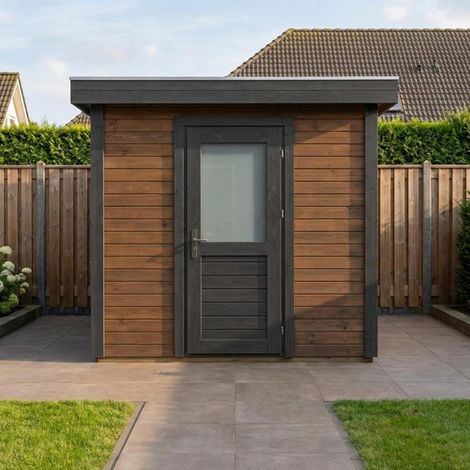 Abri de jardin en bois Rava 2.59x2.59m - 6.71m2 - Ep. 28mm - Traité (1/4)