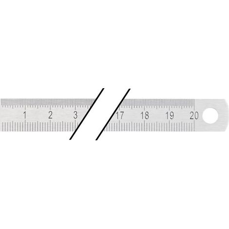 PROMAT Stahlmaßstab Länge 200 mm rostfreier Stahl biegsam Teilung B = mm/1/2 m (1/3)