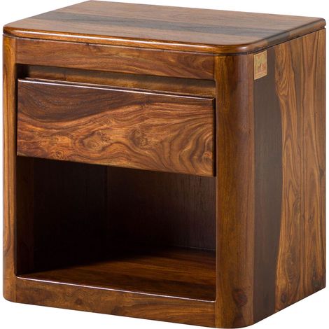 Comodino in legno di sheesham 50x35x50 Cerato marrone scuro TORONTO 264