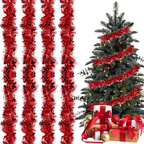 4 Pièces Guirlande de Décoration Noël, Guirlande Sapin Intérieures et Extérieures - Rouge (1/5)