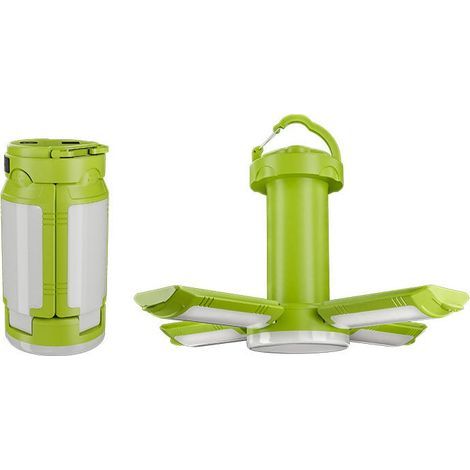 Foldable camping lantern, 4 lights, IPX4 waterproof, with LED digital display, ideal for power outages or emergencies, green (1/5)