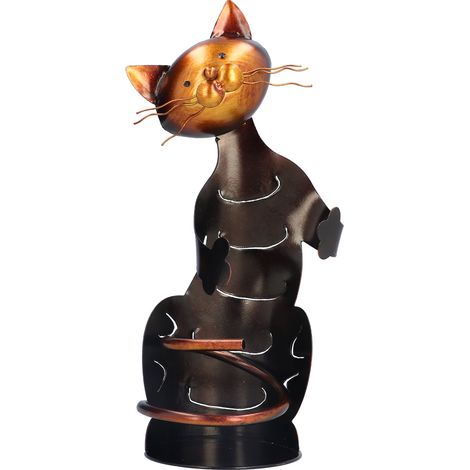Étagère à Vin en Forme de Chat, Sculpture Métallique Décorative pour Intérieur - Artisanat Pratique (1/5)
