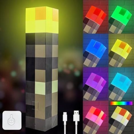 Lampe torche artisanale, veilleuse murale à 7 couleurs, lampe de nuit rechargeable par USB, éclairage portatif ou mural, lampe de chevet 3D pour enfants, cadeaux, décoration de chambr (1/5)