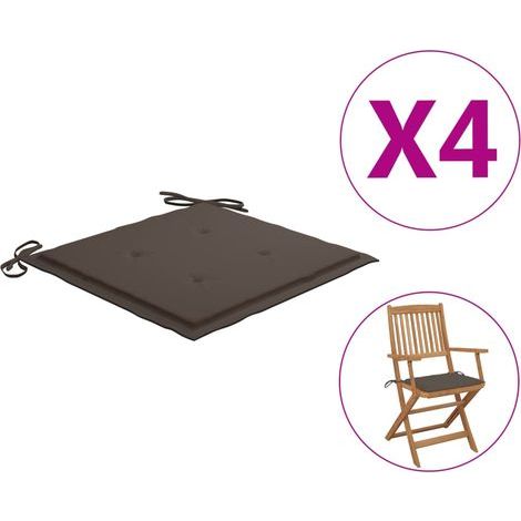 4 pcs Coussins de chaise de jardin Coussin de siège Coussins pour Fauteuil de Jardin taupe 40x40x3cm tissu oxford DHNET8046596 (1/5)