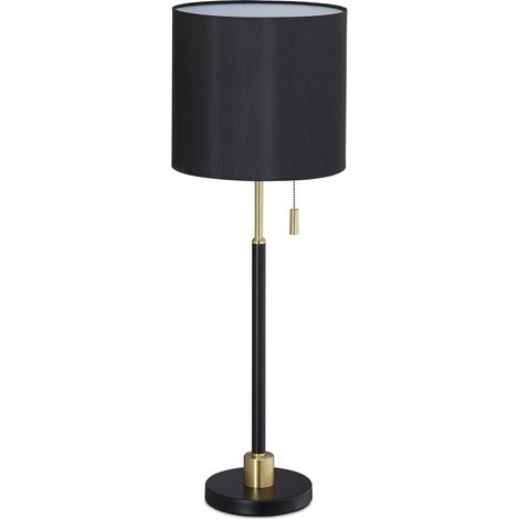Elegante lampada da tavolo con interruttore a tirante design moderno 20 x 25 x 25 cm in seta nera 130007882
