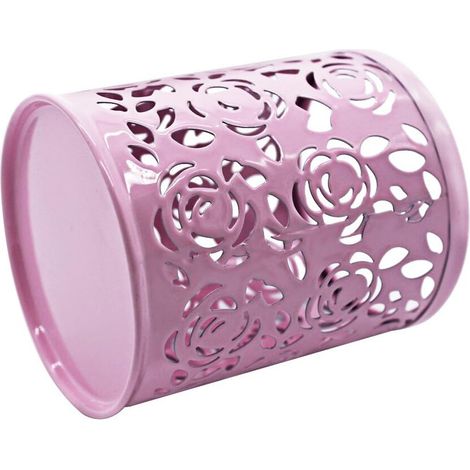 Scatola portaoggetti da scrivania innovativa con motivo a rose traforate, portapenne in metallo, elegante decorazione artistica, design a griglia creativo, adatta per ufficio e casa, dimensioni portat